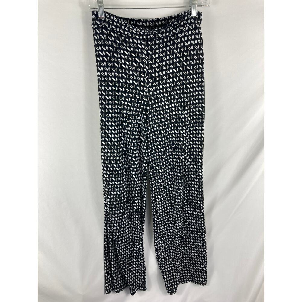 Frank Lyman Design Black White Pattern Wide Leg Pull on Pant Size 4
